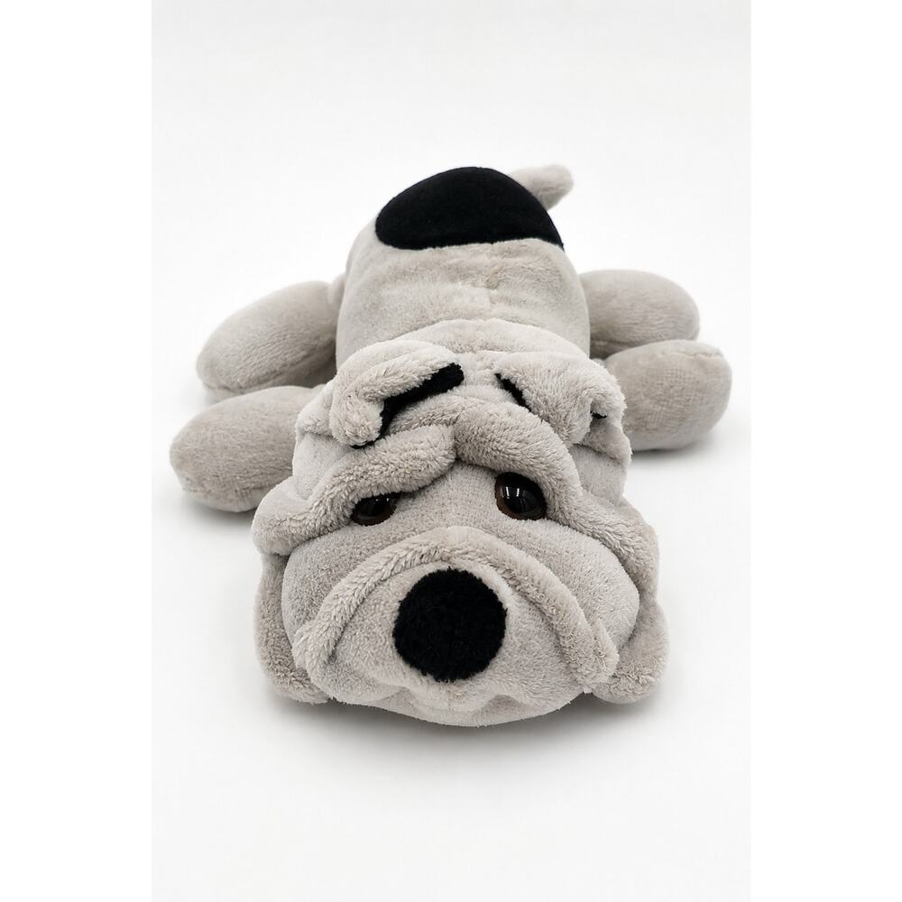 Vintage Cuddle Wit Cuddle Puppy Gray Bulldog 7" Plush Happy Puppy Wrinkles Dog
